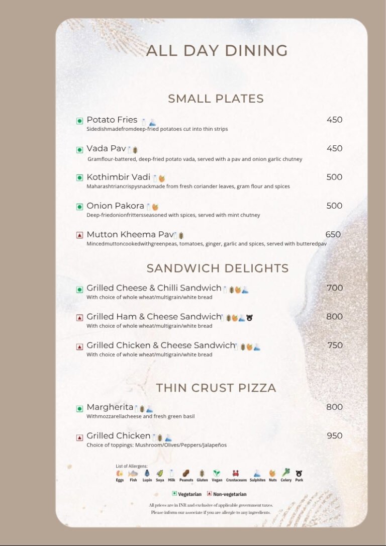 Araqila Retreat, Vengurla | A Coastal Stay in Konkan | KTC 18 Araqila Menu