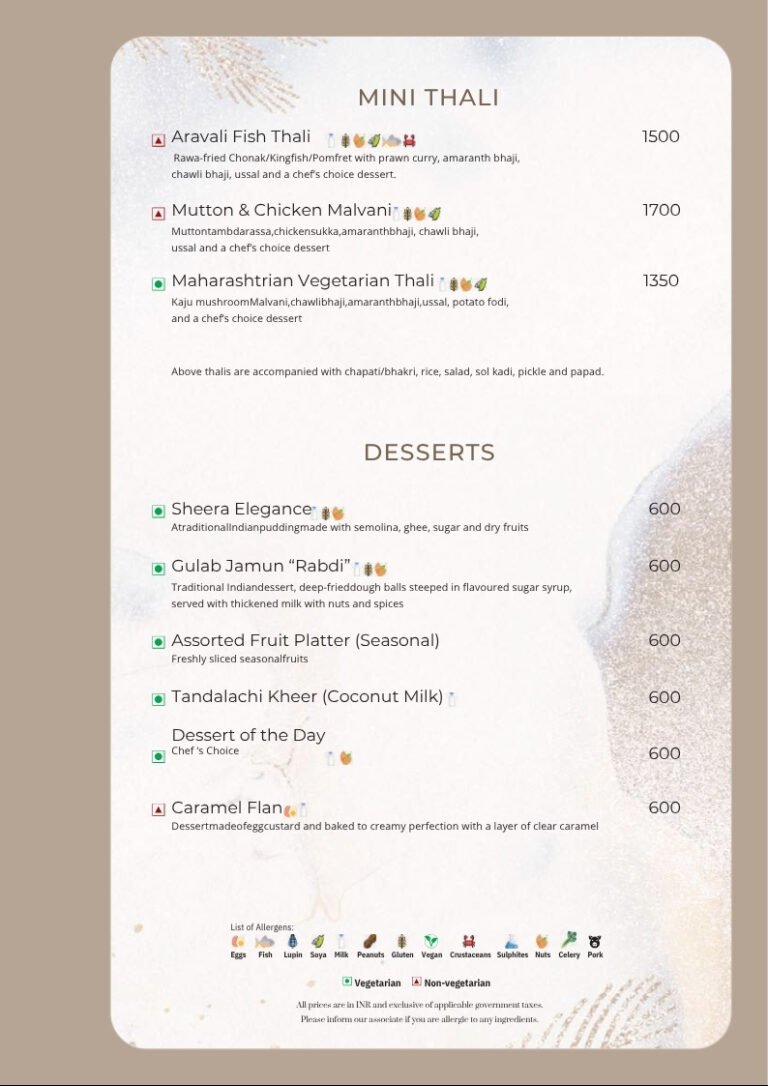 Araqila Retreat, Vengurla | A Coastal Stay in Konkan | KTC 22 Araqila Menu